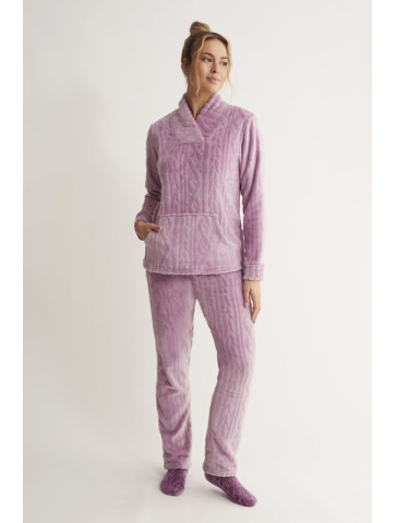 PIJAMA PANTALÓN LARGO Y SUDADERA MANGA LARGA TEJID