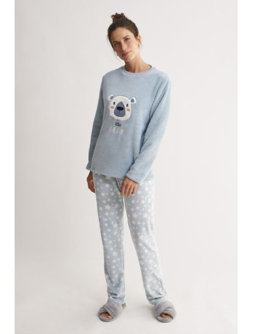 PIJAMA PANTALÓN LARGO Y SUDADERA MANGA LARGA TEJID